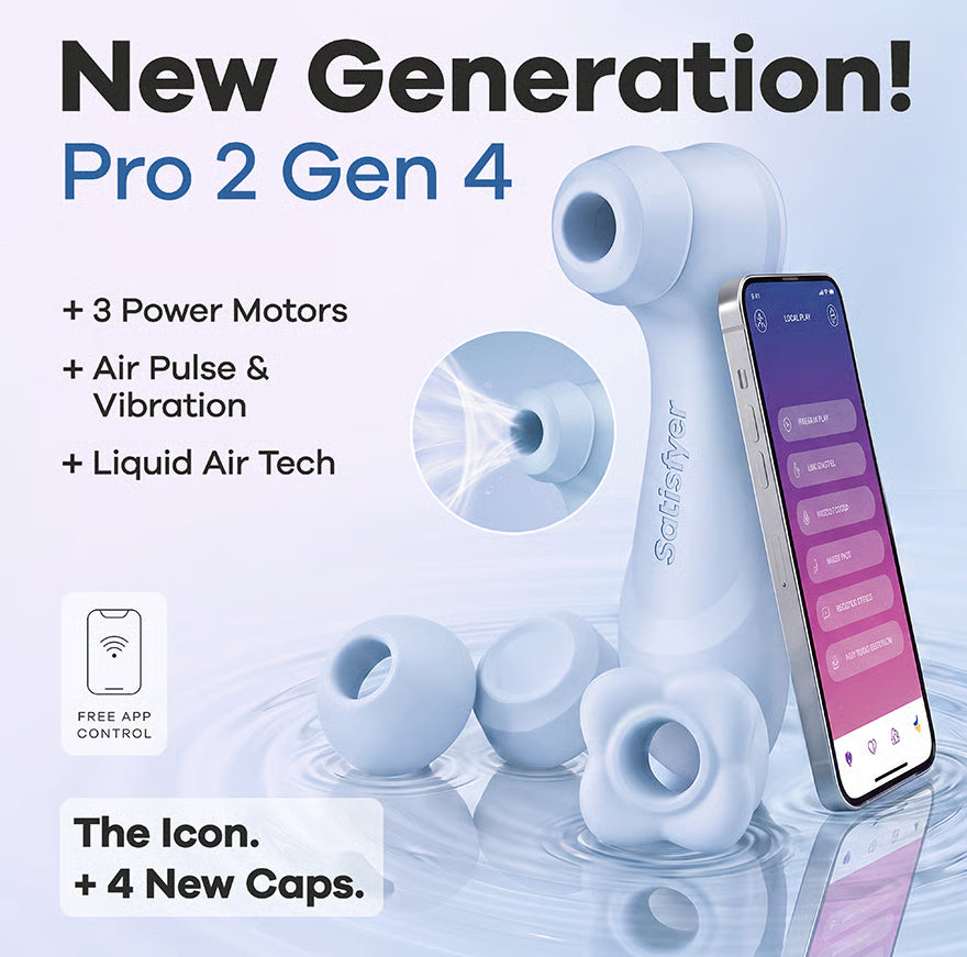 Satisfyer Pro 2 Generation 4 App-Controlled Clitoral Stimulator, Serene Blue