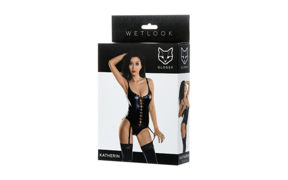 Glossy Wetlook Lace-Up Bodysuit Katherine | Fetish Lingerie
