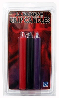 Japanese Drip Candles Set of 3 - Red Purple Black Hot Wax Play