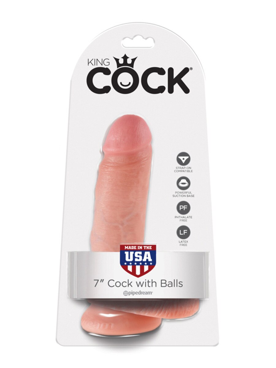 Pipedream King Cock Realistic Dildo with Balls and Suction Cup Mount Base 7 inch Flesh