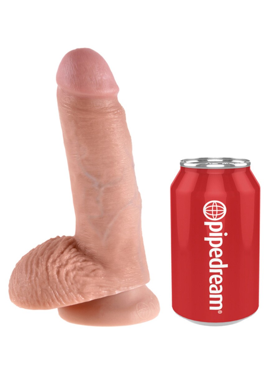 Pipedream King Cock Realistic Dildo with Balls and Suction Cup Mount Base 7 inch Flesh
