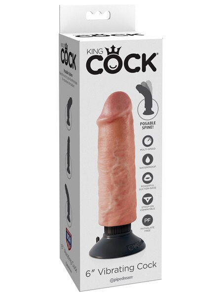 Pipedream King Cock 6 inch Vibrating Dildo with Posable Spine and Suction Cu