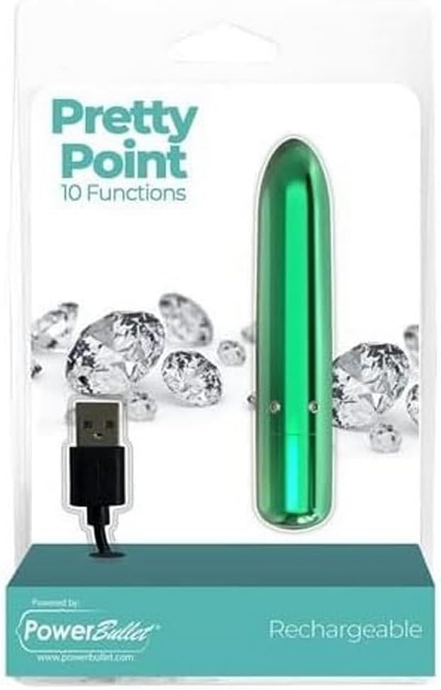 PowerBullet Pretty Point Bullet Vibrator – Metallic Green