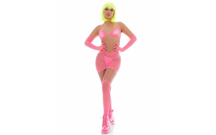 Pink Mesh Bling Ring Set incl Pasties