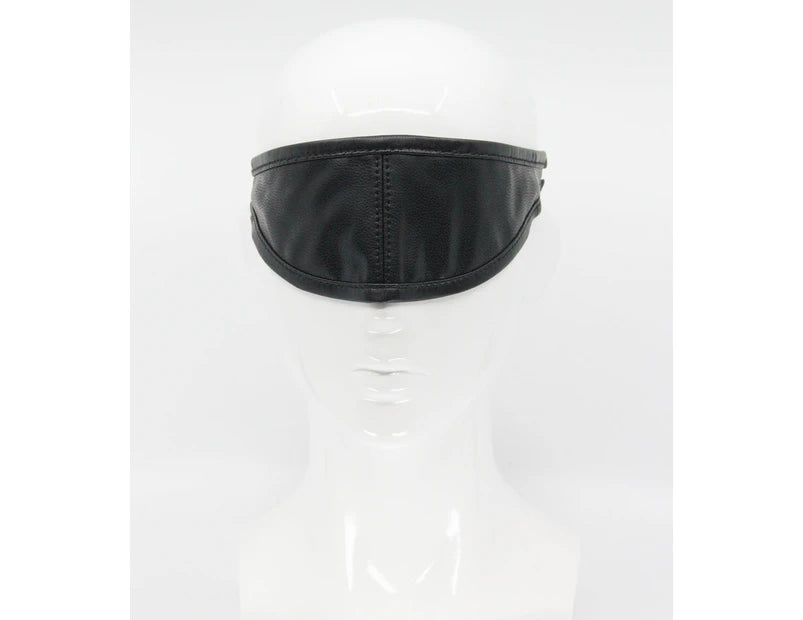 Love in Leather Black Leather Total Blockout Blindfold One Size Black