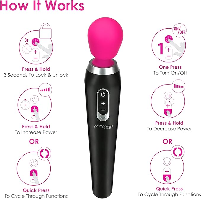 PalmPower EXTREME Cordless Rechargeable Body Wand Massager Pink