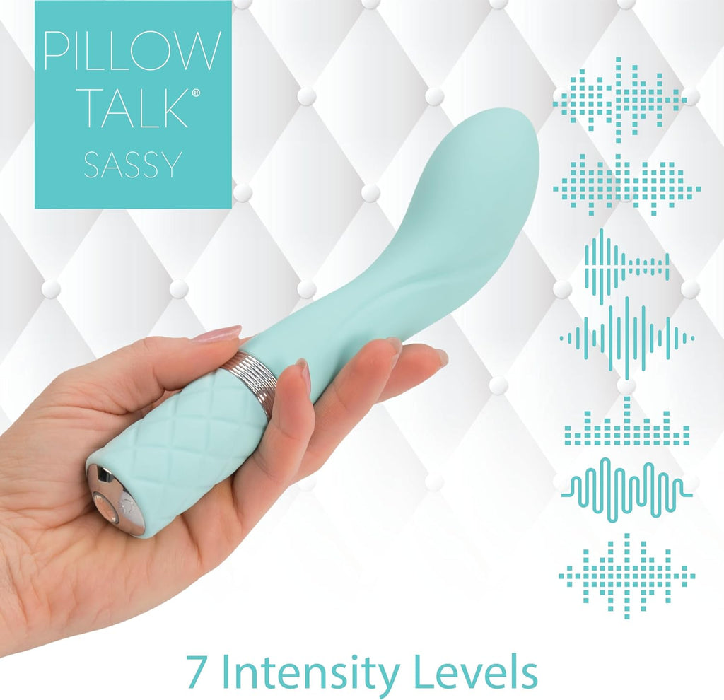 Pillow Talk SASSY Swarovski G-Spot Vibrator Teal Blue
