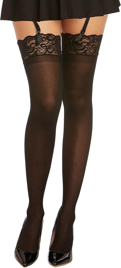 Dreamgirl Thigh High Sheer Lace Stockings Black