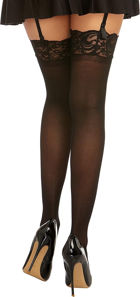 Dreamgirl Thigh High Sheer Lace Stockings Black