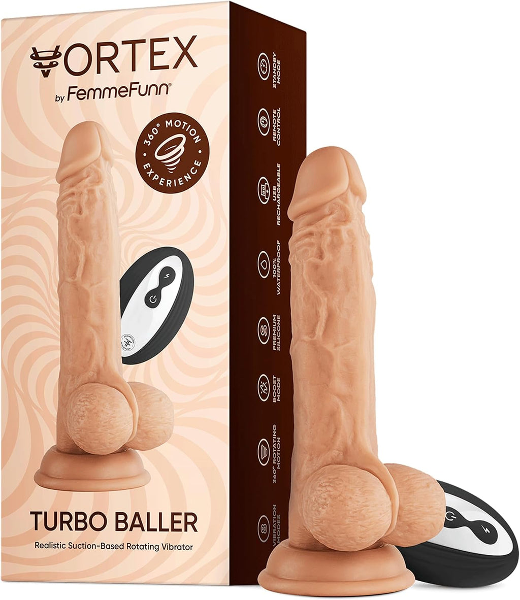 Femme Funn Vortex Turbo Baller Rotating Realistic Dildo Vibrator with Wireless Remote Control