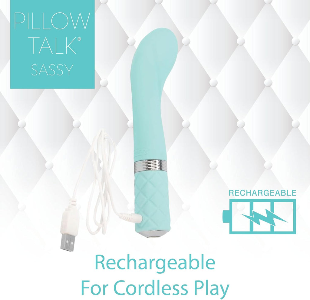 Pillow Talk SASSY Swarovski G-Spot Vibrator Teal Blue