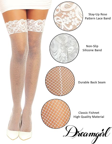 Dreamgirl Back Seam Sheer Thigh High Stockings White