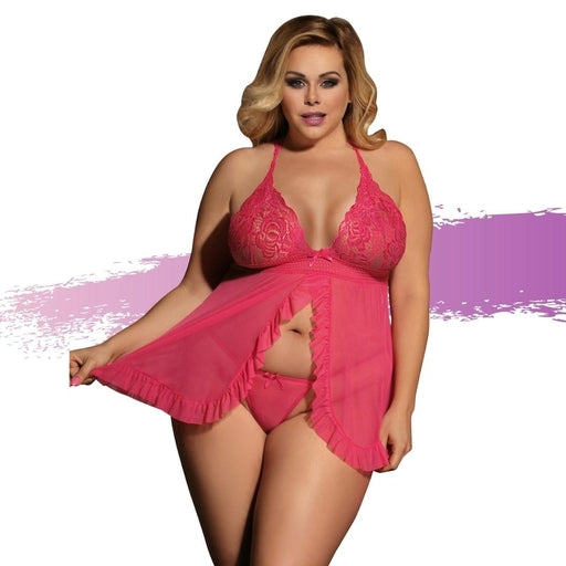 Ashella Samantha Queen Babydoll & G-String Pink