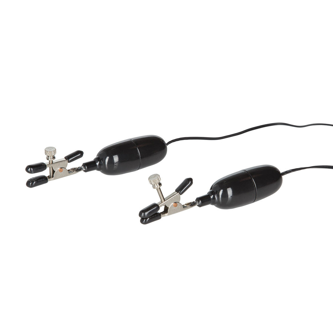 Calexotics Nipple Play VIBRATING NIPPLE CLAMPS with Remote Control Black