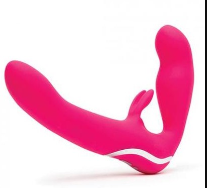 Happy Rabbit Rechargeable Vibrating Strapless Strap On Pink