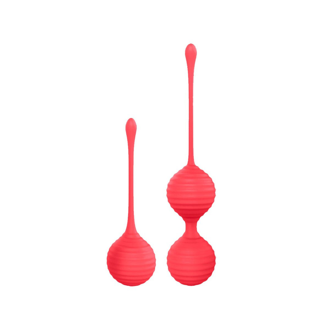 Luv Inc KG88 Ribbed Silicone Kegel Balls 2-Piece Set | Coral