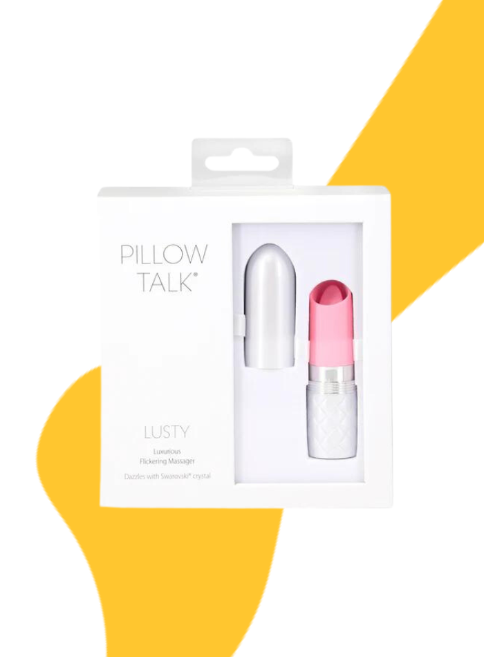 Pillow Talk LUSTY Swarovski crystal mini lipstick clitoral vibrator with flickering tongue
