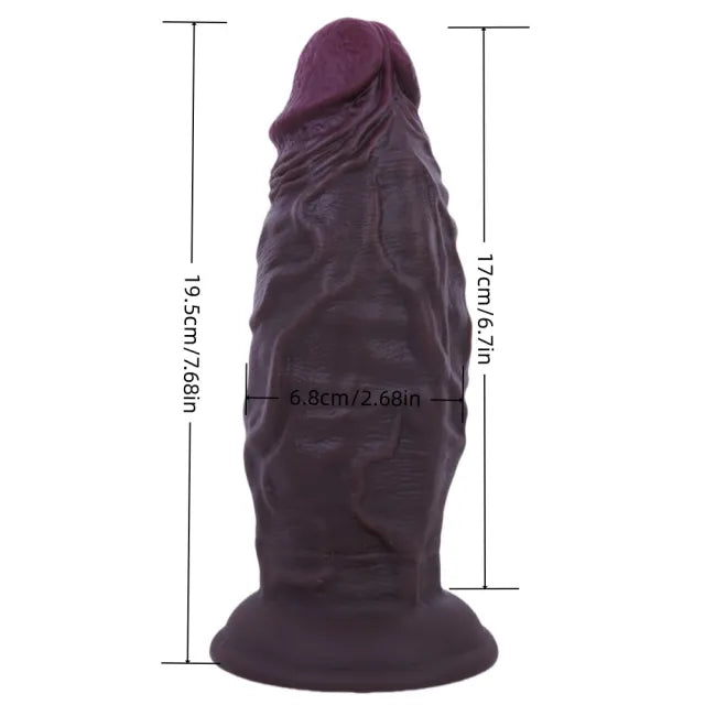 Realistic Silicone Dildo with Suction Cup – Dark Brown 19.5cm