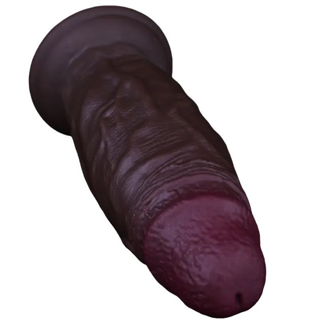 Realistic Silicone Dildo with Suction Cup – Dark Brown 19.5cm