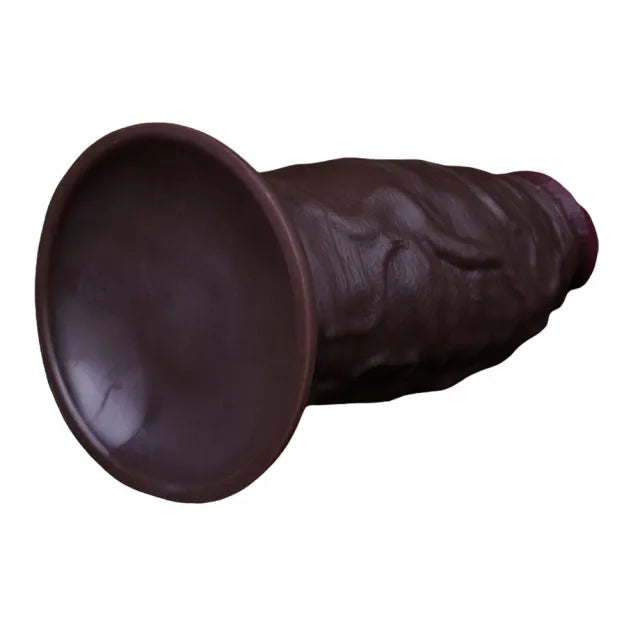 Realistic Silicone Dildo with Suction Cup – Dark Brown 19.5cm