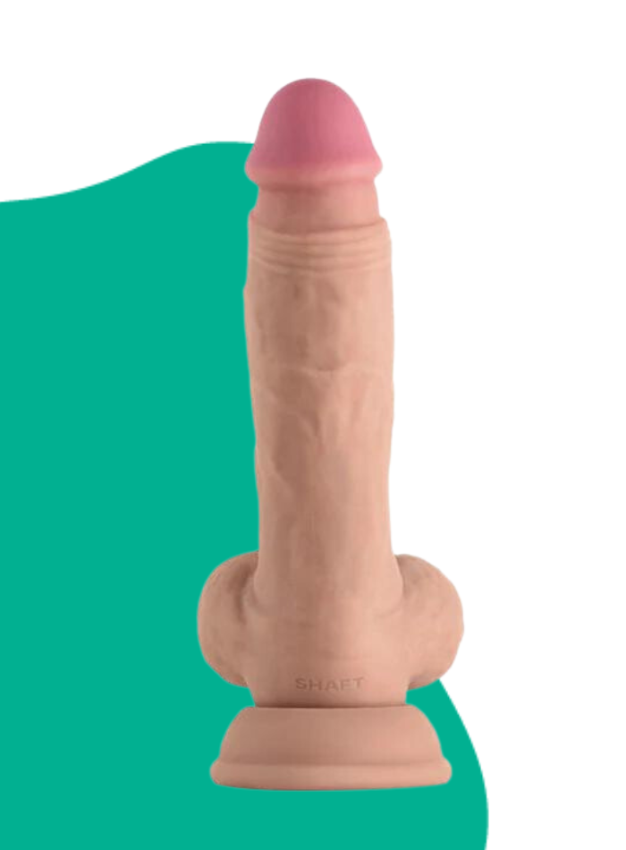 Model A SHAFT ALWAYS UP Flexiskin Liquid Silicone Realistic Dildo with Balls