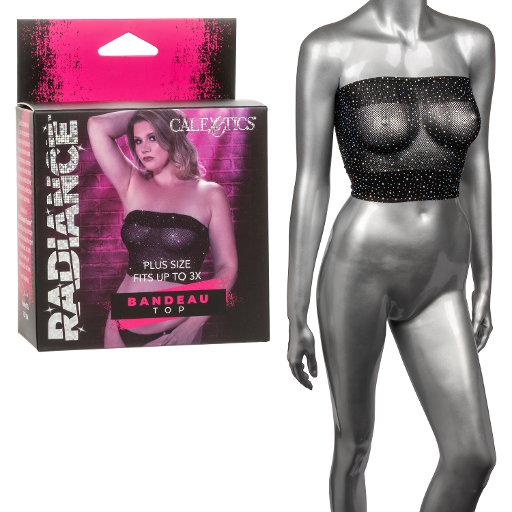 Radiance BANDEAU TOP Black Boob Tube with Sparkling Rhinestones Fits Up to 3X