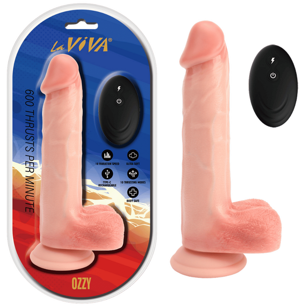 Aussie Dong Ozzy Thrusting Vibrating Dildo – Flesh