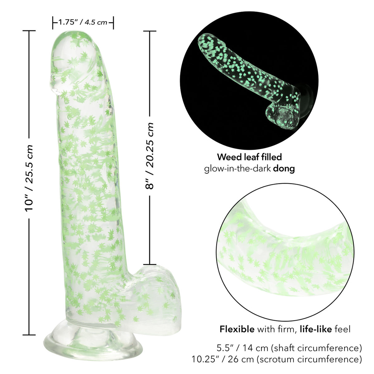 Naughty Bits I LEAF DICK Glow-In-The-Dark WEED LEAF DILDO