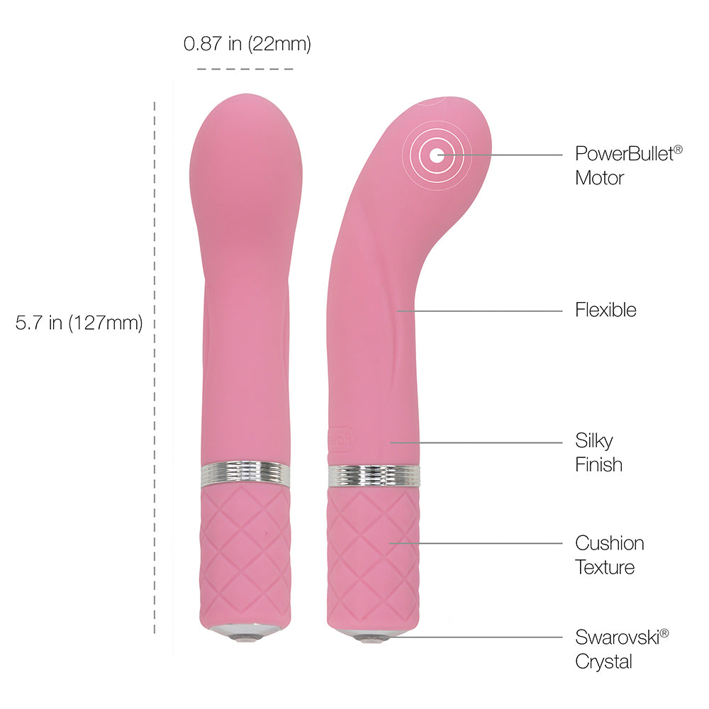 Pillow Talk Racy Powerful Rechargeable Silicone Mini G Spot Vibrator with Swarovski Crystal 5.7 inch